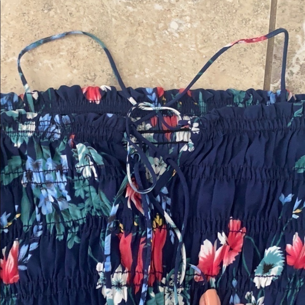 Navy floral off the shoulder romper - Picture 3 of 4